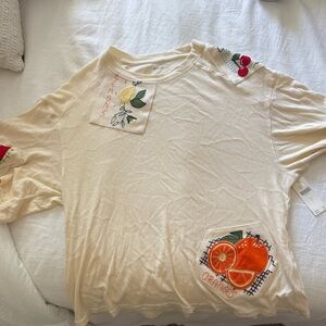 Anthropologie Maeve Fruit Embroidery T-shirt, size S (NWT!) ✨